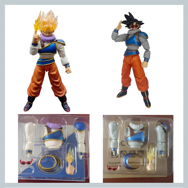 

DBZ SHF Son Goku Chibi Action Figure Instant Transmission Theme Anime Collectible Toys Modified Dam'z Clothes Hand Painted