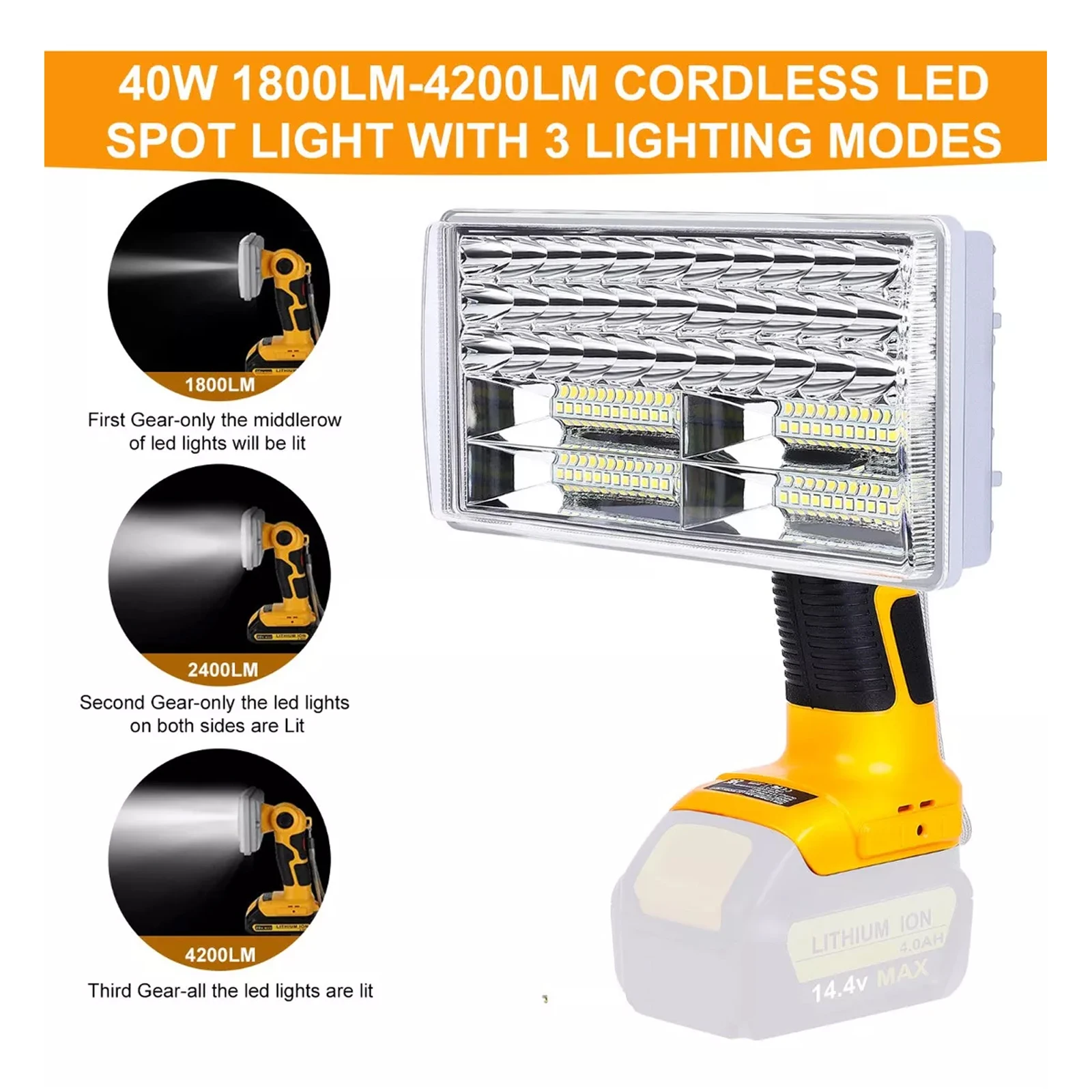 أدى ضوء العمل لديوالت ، ضوء العمل العمودي ، أداة كهربائية ، ضوء الطوارئ ، 4200LM ، 40W