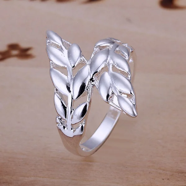 

925 Sterling Silver For Women Wedding Christmas Gift Silver Color Leaves Ring , Jewelry Noble Design Lovely Factory Price