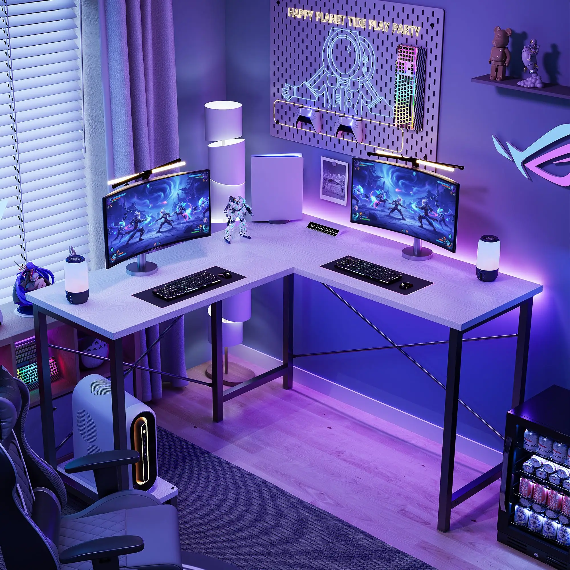#￥forJHK 50 Inch L Shaped Desk Computer Gaming Desks Corner Office Table with CPU Shelf for Home Study Writing Work Station