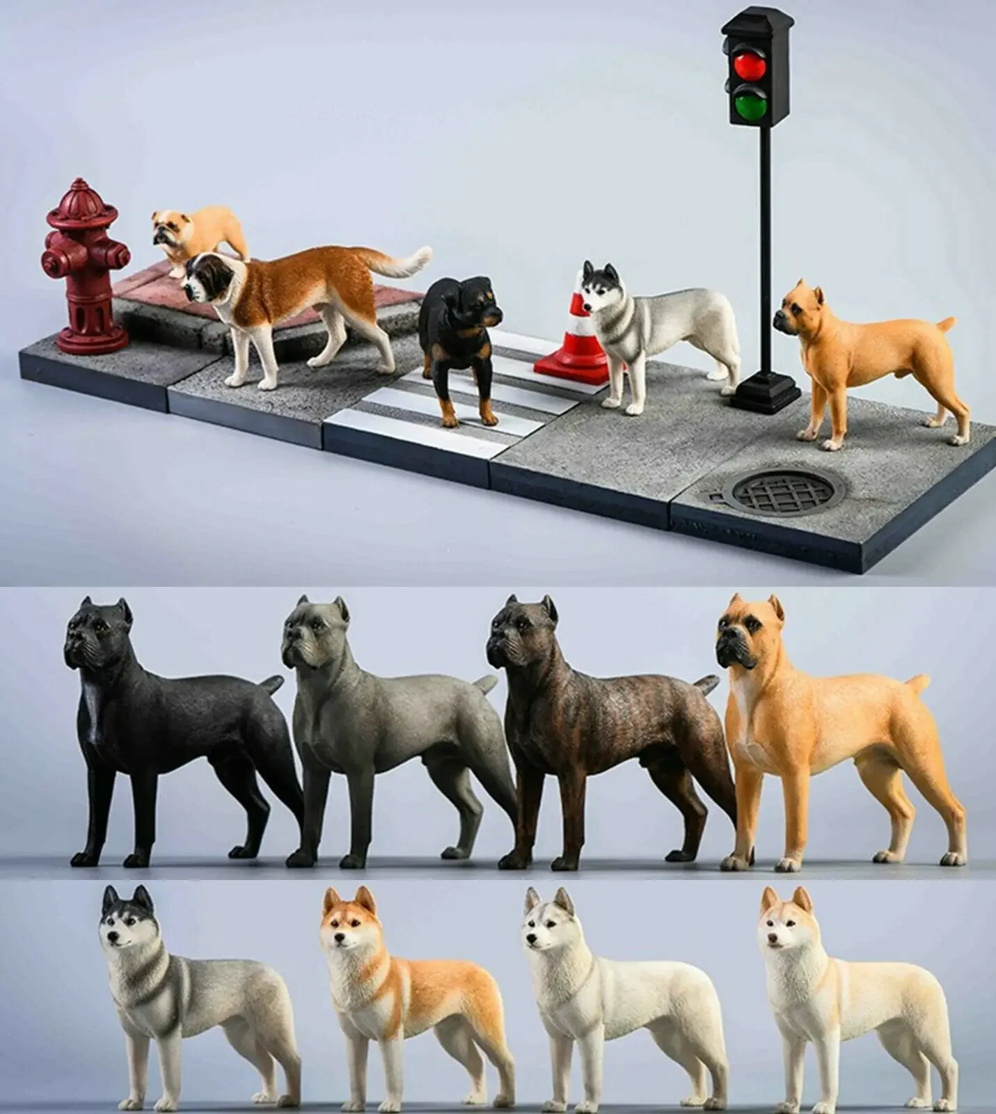 JXK-Figurine de Guérison en Résine pour Animaux de Compagnie, Jouet de Collection, Décoration de Bureau, Husky Cane Corso Rottweiler Bouledogue Chien, Échelle 1:12