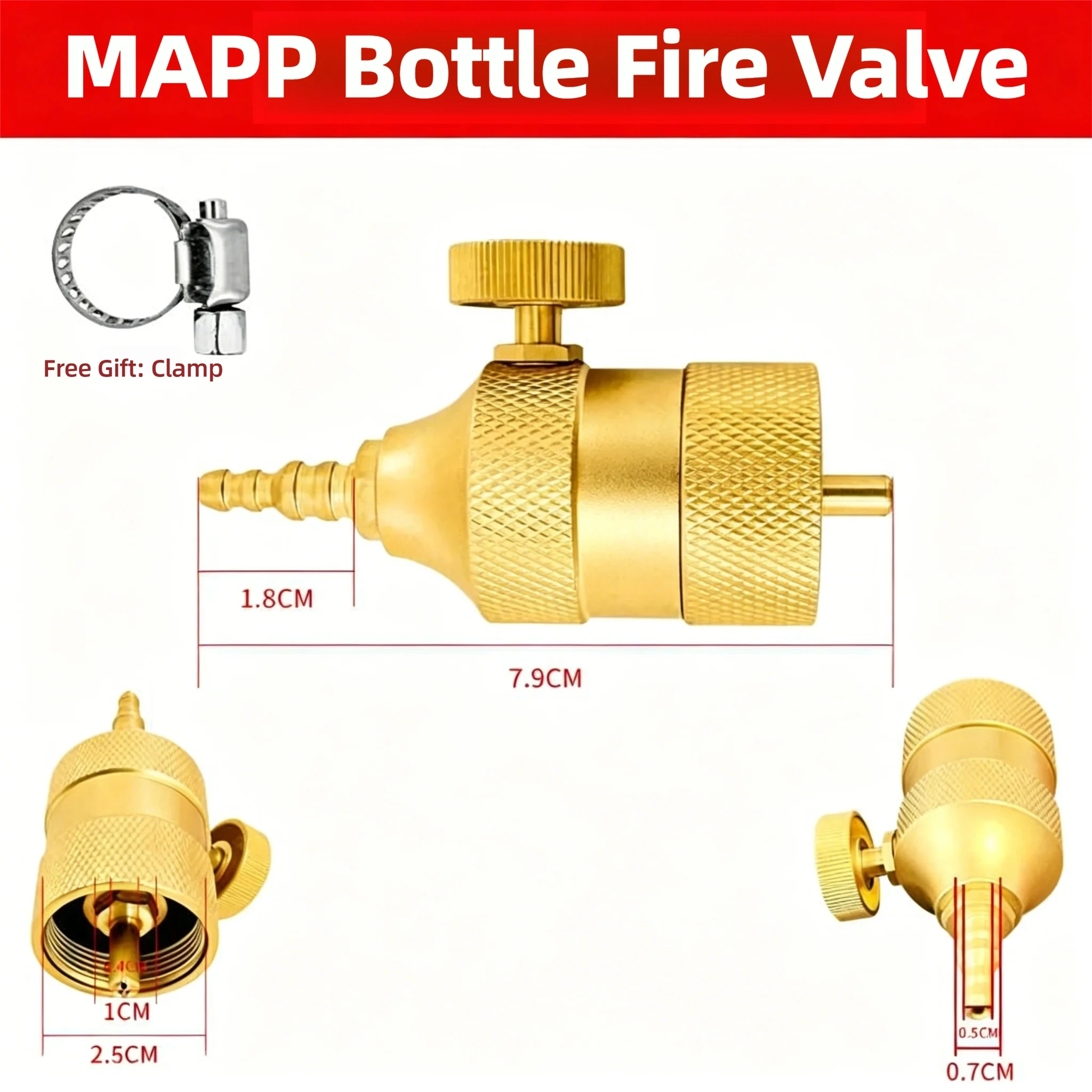 Brass MAPP Gas Regulator with Barbed Fitting 4-8mm Gas Hose High-Quality Mapp Gas Bottle Connector Pressure Control