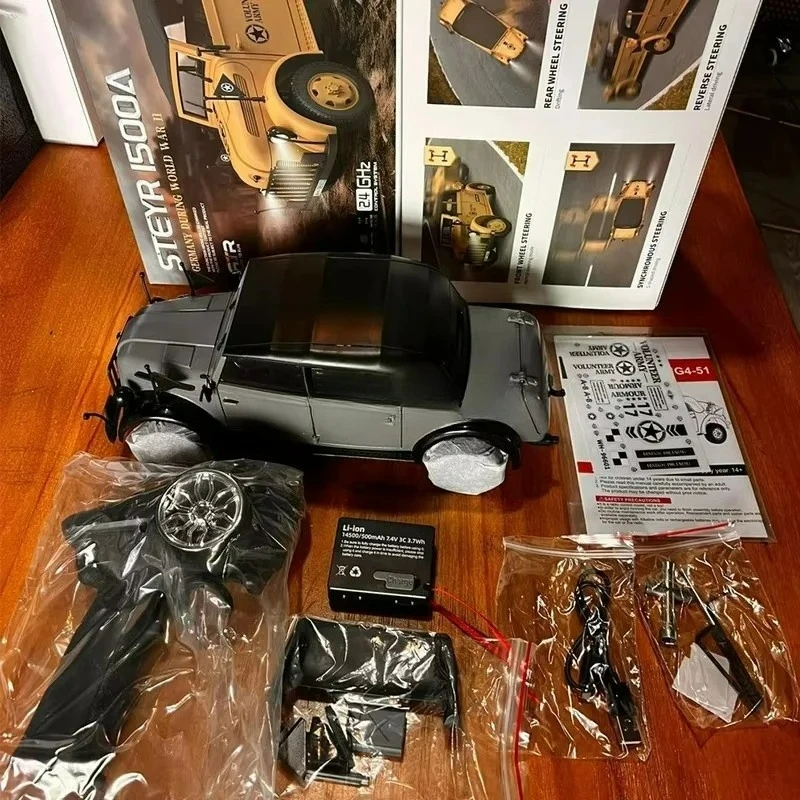 Carro de corrida rc 1500a veículo comando 1/18 rc modelo militar alemão conversível luz simulação elétrica veículo controle remoto