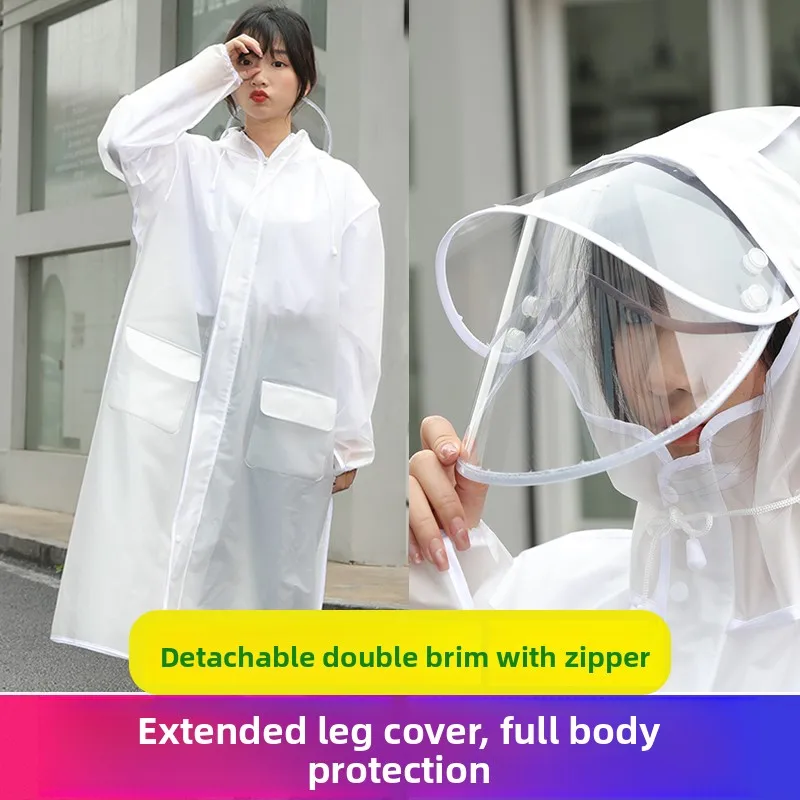 

Women's Long Full Body Transparent Thickened Adult Hiking Fashion Raincoat Waterproof Clothing Single Person Protection
