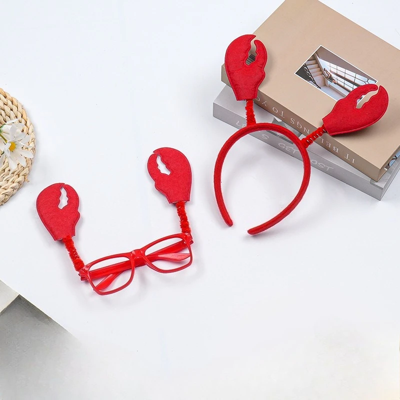 

Повязка на голову с крабом и лобстером, очки, раки, когти, обручи для волос, красная повязка для волос с животными, парад на Хэллоуин, праздник, фестиваль, день рождения