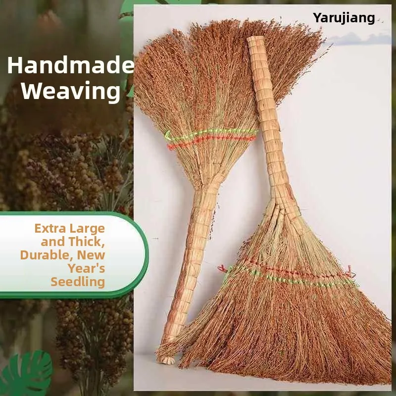 Handmade Thickened Old Style Broom for Outdoor Yard Cleaning Large Size Floor Sweeping Tool Family User Friendly EVA Material