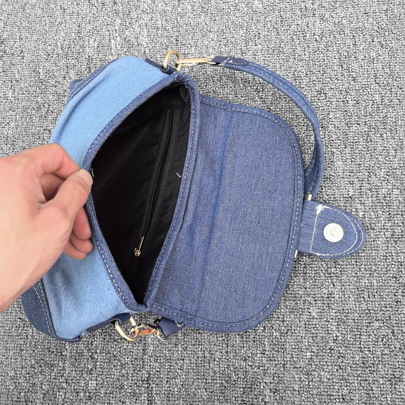 Women\'s Bag Simple Style 2024 Summer New Denim Small Lightweight Popular Large Capacity Single Shoulder Diagonal Dumpling Bag