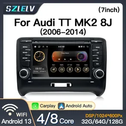 For Audi TT MK2 8J 2006-2014 Android 13 Auto Car Radio Multimedia Stereo GPS Navi Head Unit Carplay Intelligent Systems 2 Din