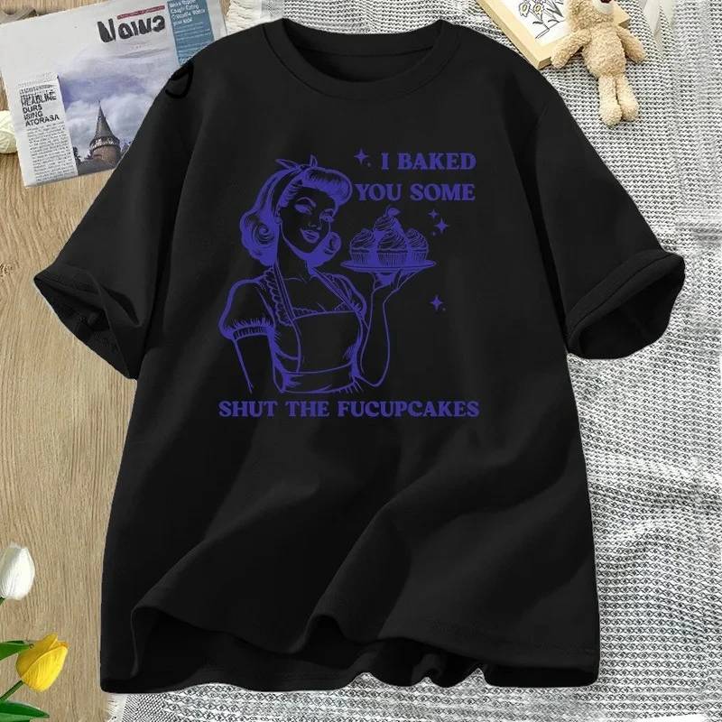Ti cotto alcune chiude i Fucupcakes T-shirt Donna Divertente Cottura Bakers T Shirt Casalinga Mamma Madri Tshirt Csual Tees Y2K Top