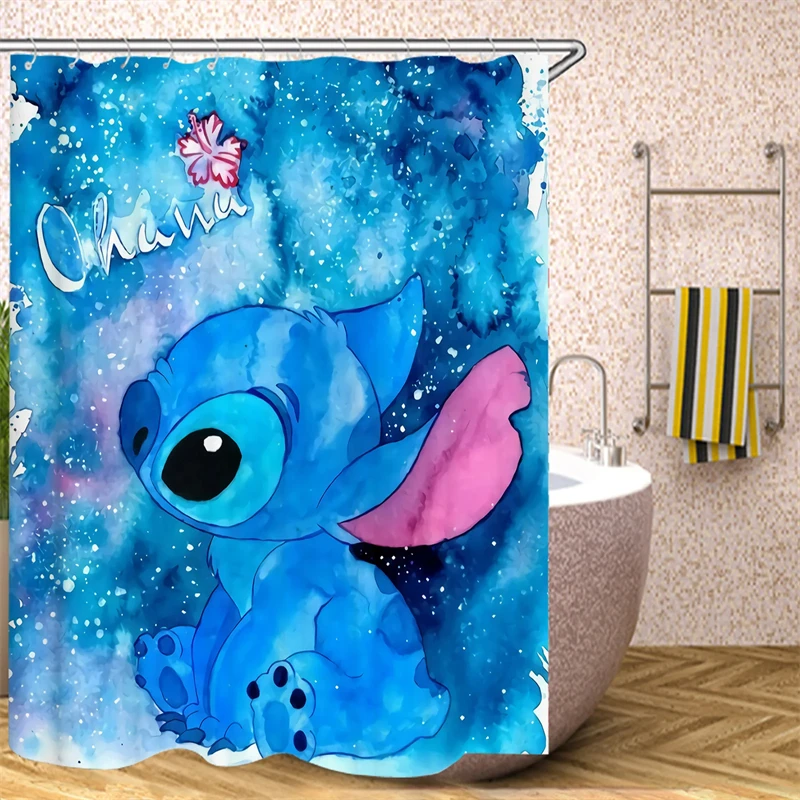 Stitch Shower Curtain Waterproof, Splash-proof and Corrosion-resistant Cartoon Cartoon Bathroom Special Water Retaining Set