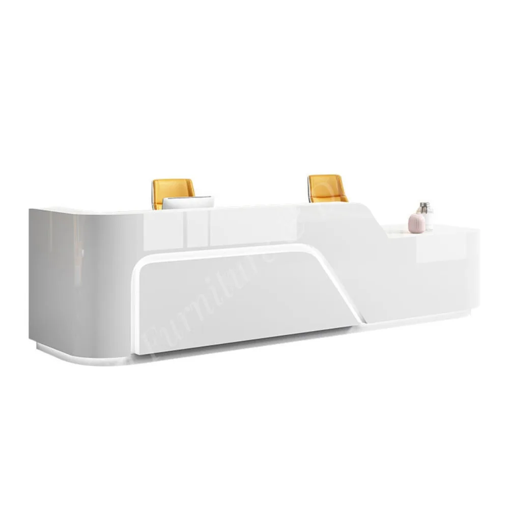 Executive Office Wooden L-Shaped Reception Desk Modern Extendable Full Edge Sealing Process Customizable Colors