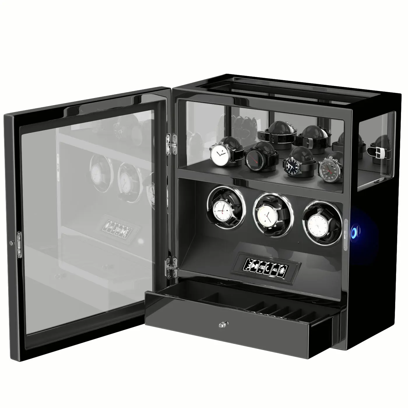 Fingerprint Unlock Automatic Watch Winder 3 Watches Mechanical Safe Box Touch Control Watches Storage