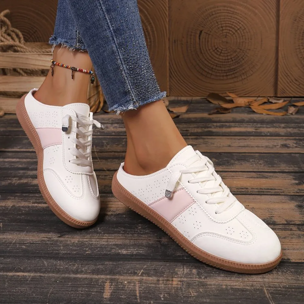 Modische neue Damen-Slipper im eleganten Schnürstil, atmungsaktive Mesh-Halbschuhe, rutschfest und bequem für Damen-Sportaktivitäten. – Detail 11