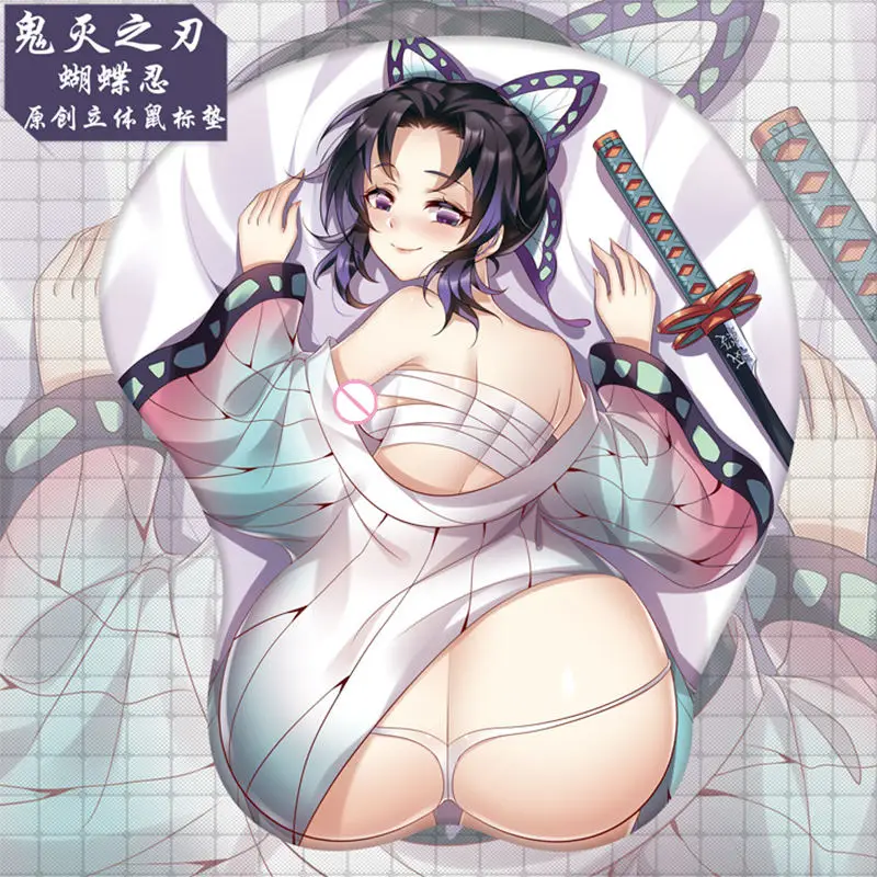 Kimetsu No Yaiba Shinobu Nezuko Mitsuri Gamer Anime Sexy Mouse Pad Cute Manga Ass poggiapolsi 3D Oppai tappetino in Gel di Silicone Mousepad