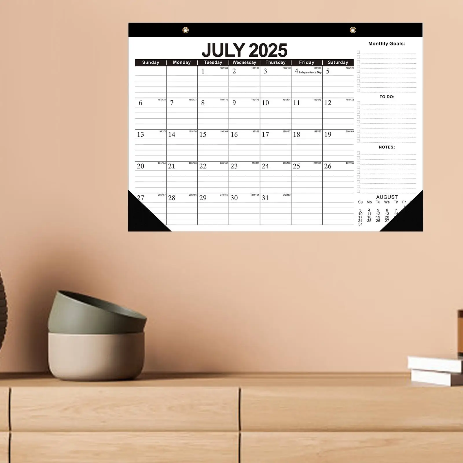 

2025-2026 Desk Calendar Month Hanging Planner Hanging Holes Wall Classroom Calendar for Dorm, School Spring Festival