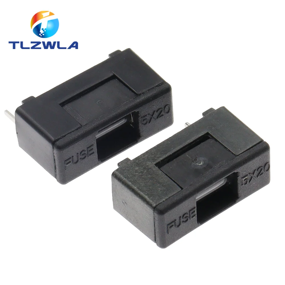10PCS 5*20MM Fuse Holder 6A250V Gray Holder With Gray Cover Fuse Blocks PCB Panel Mounting Fuse Boxes