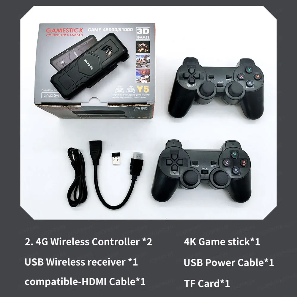 

HOT Y5 Retro Tv Game Stick 2.4G Wireless Controller 4K HD Video Game Console Support Multiplayer PS1 Family Video Game Console