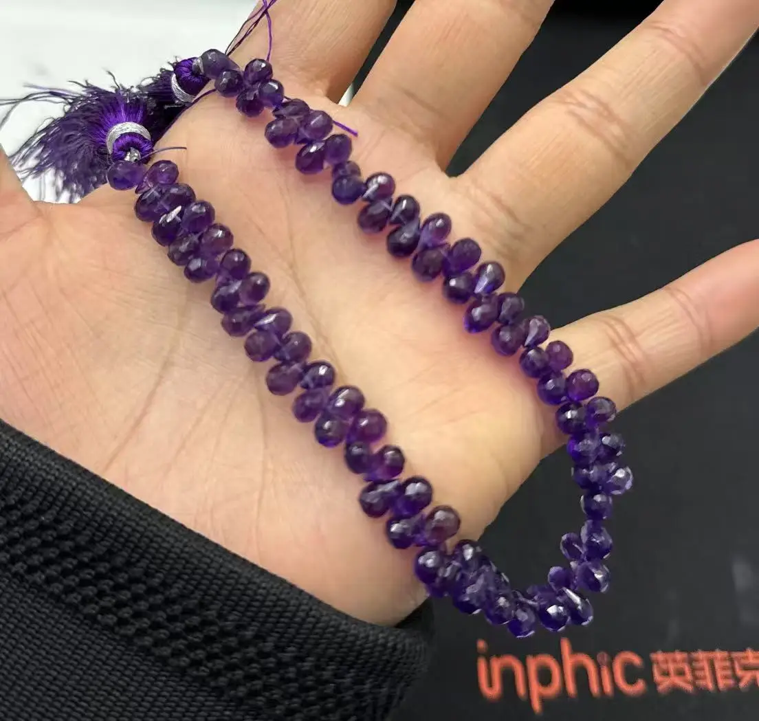 

2024 Good Quality New Natural Amethyst Bracelet About 20cm Loose Bead Amethyst Faceted for Making DIY Jewelry Gemstone Wholesale