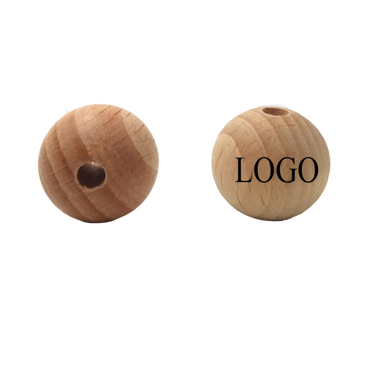 

50pcs Beech Wooden Round Bead Customize Laser Logo Pattern Digit Letter Alphabet Round Beech Natural Wood Beads Baby Teethers