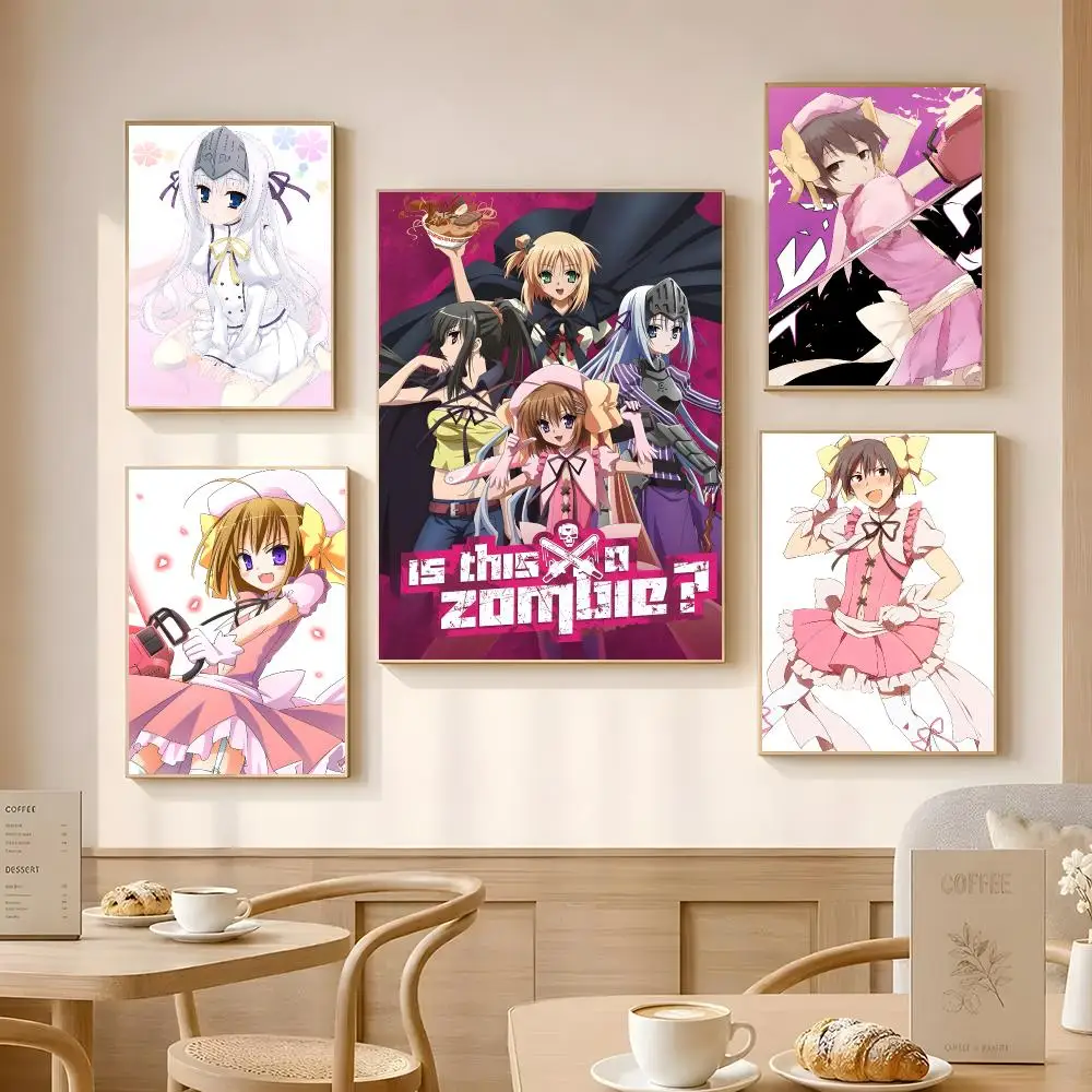 Anime Kore wa Zombie Desu ka Poster Poster Self-adhesive Art Waterproof Paper Sticker Coffee House Bar Room Wall Decor
