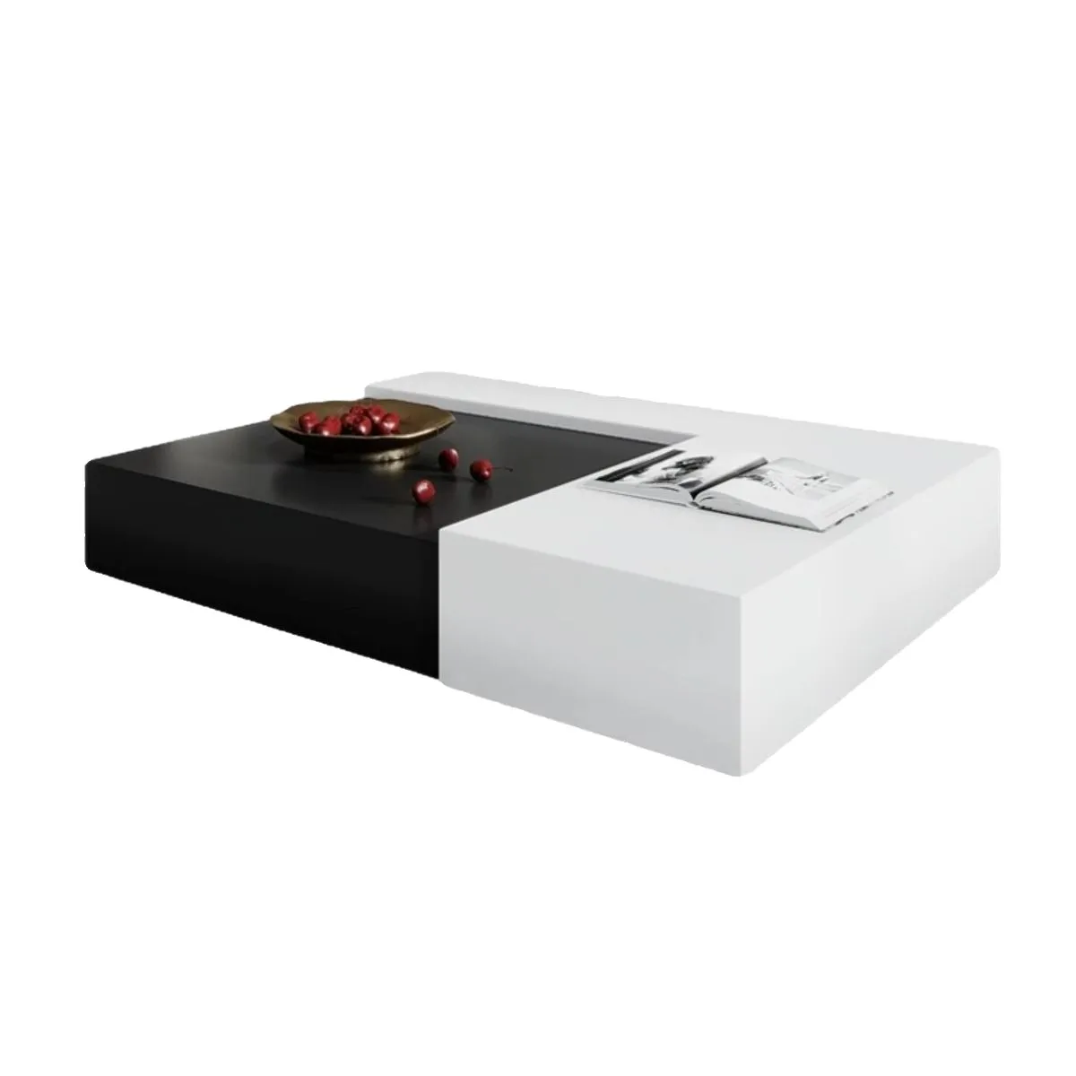 

Modern, light luxury, Italian, minimalist, black and white, slate, combination, coffee table, simple, living room