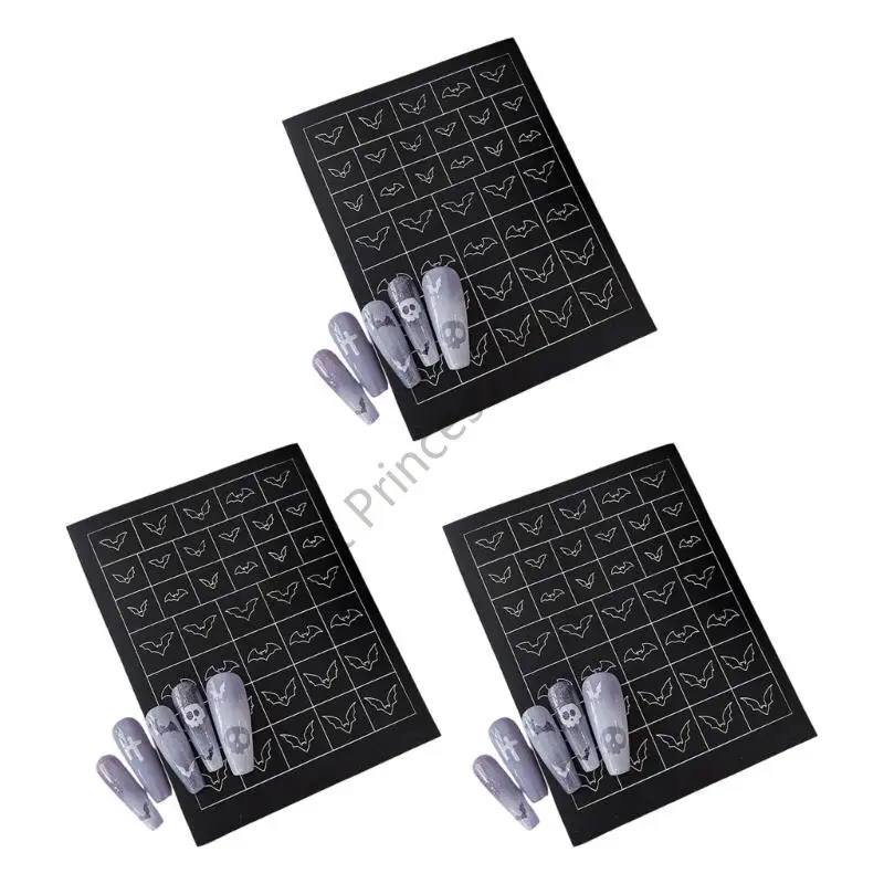 BX0F świąteczny szkielet naklejki na paznokcie naklejki samoprzylepne puste szablony na Halloween zdobienie paznokci łatwe do w