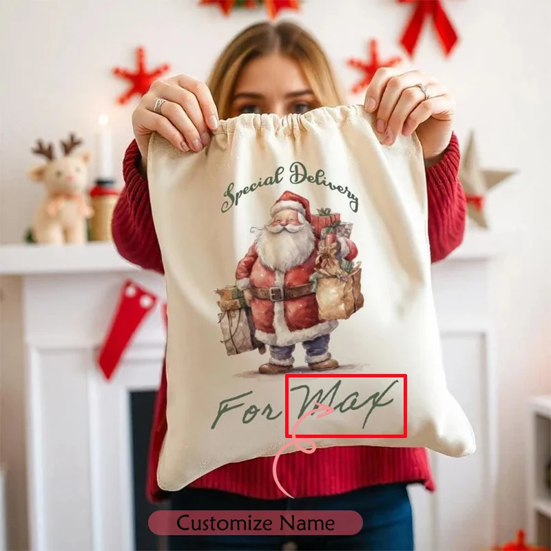 Sacco di babbo natale personalizzato calza di natale Merry Xmas eve decorazione famiglia bambini kid boy girl Present Toy Bag regalo di benvenuto