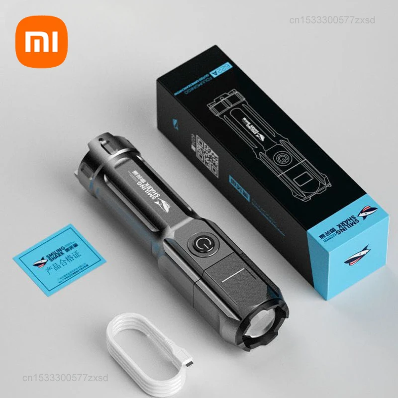 Xiaomi Ultra Bright Flashlight ABS Strong Light Focusing Led Flash Light Rechargeable Zoom Outdoor Multi-function Portable Torch