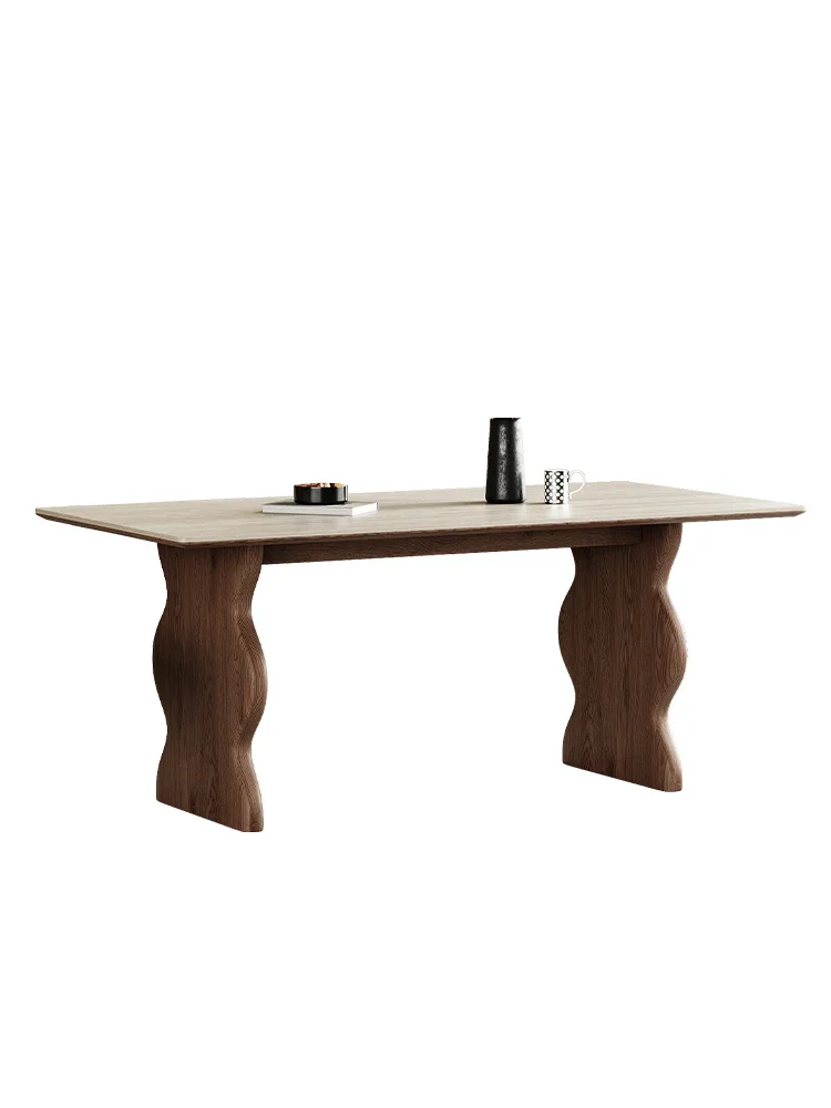 Antigo retangular caverna pedra placa de pedra mesa de jantar casa sala de estar high-end mesa de jantar de madeira maciça e cadeira