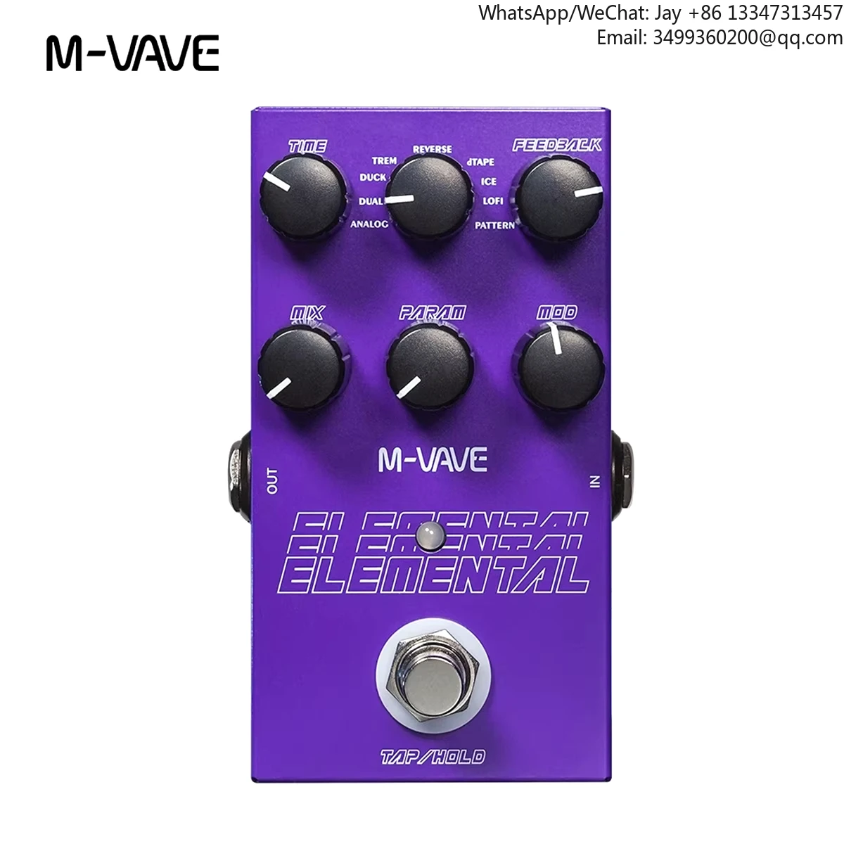 

M-VAVE Elemental Pro Delay Pedal | 9 Delay FX W/ TAP Tempo & HOLD | Studio-grade MOD/FEEDBACK Controls Monomode For Guitar/Bass
