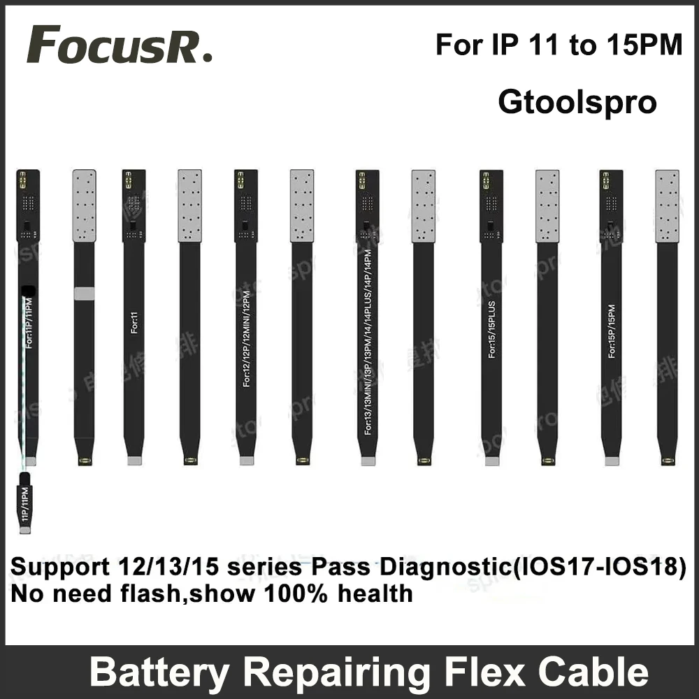 Gtoolspro Battery Diagnostics Flex Cable 100% Health Repair Support iOS 18 System for iPhone 12 13 14 15 Pro Max No Need Flash