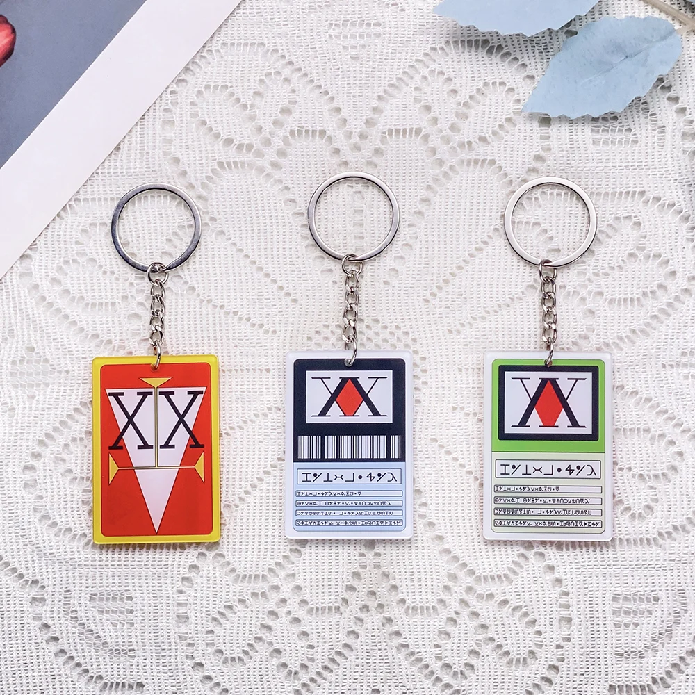 1/3Pcs Anime Accessories Hunter x Hunter License Card Car Keychain Acrylic Bag Charms Backpack Pendant Decoration Friends Gifts