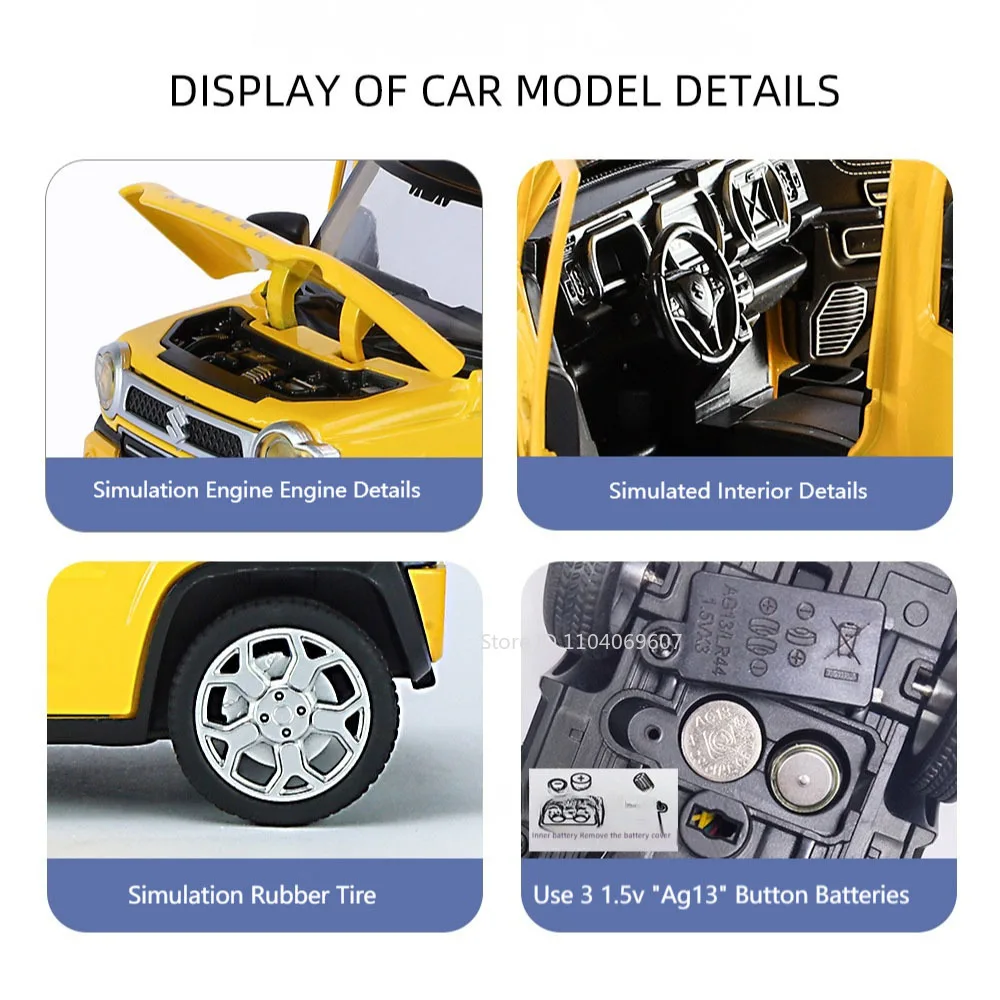 1:22 Suzuki Hustler Toy Car Model Alloy Diecast SUV 6 Doors Opened Sound Light Shock Absorption Pull Back Vehicle Toys for Child