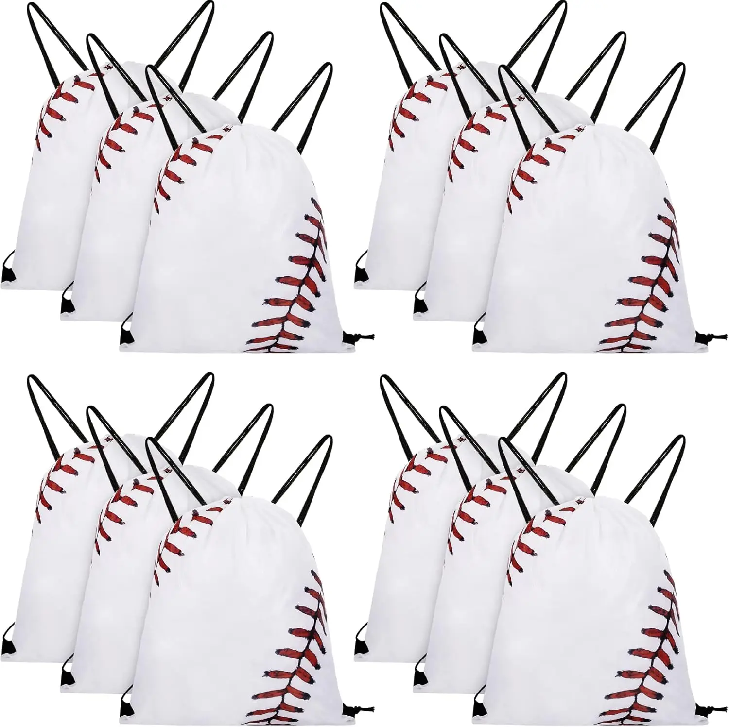 12Pcs Baseball Drawstring Backpack Bag Baseball Drawstring Party Favor Bags for Gym Sports Teams