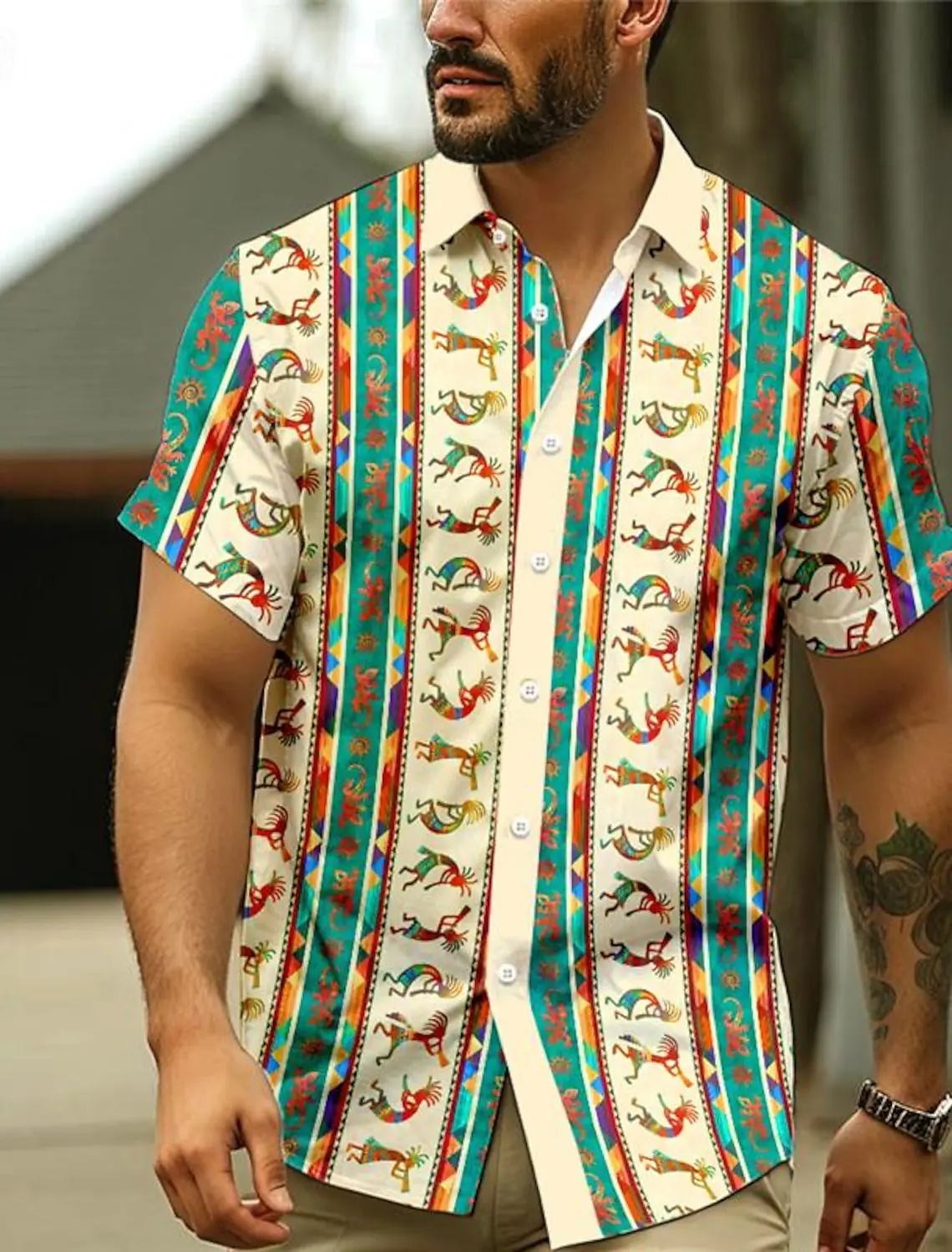 Summer Vintage Ethnic Style 3D Print Shirts Men Fashion Shirt Casual Hawaiian Streetwear Short Sleeve Shirt Blouse Man Clothing