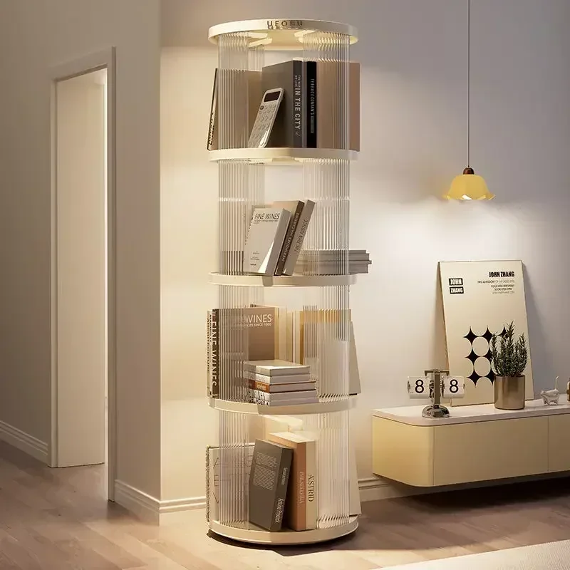 Bookshelf Transparent 360 Degree Rotating Bookshelf Children's Picture Book Storage Rack Simple Floor Standing Storage Rack