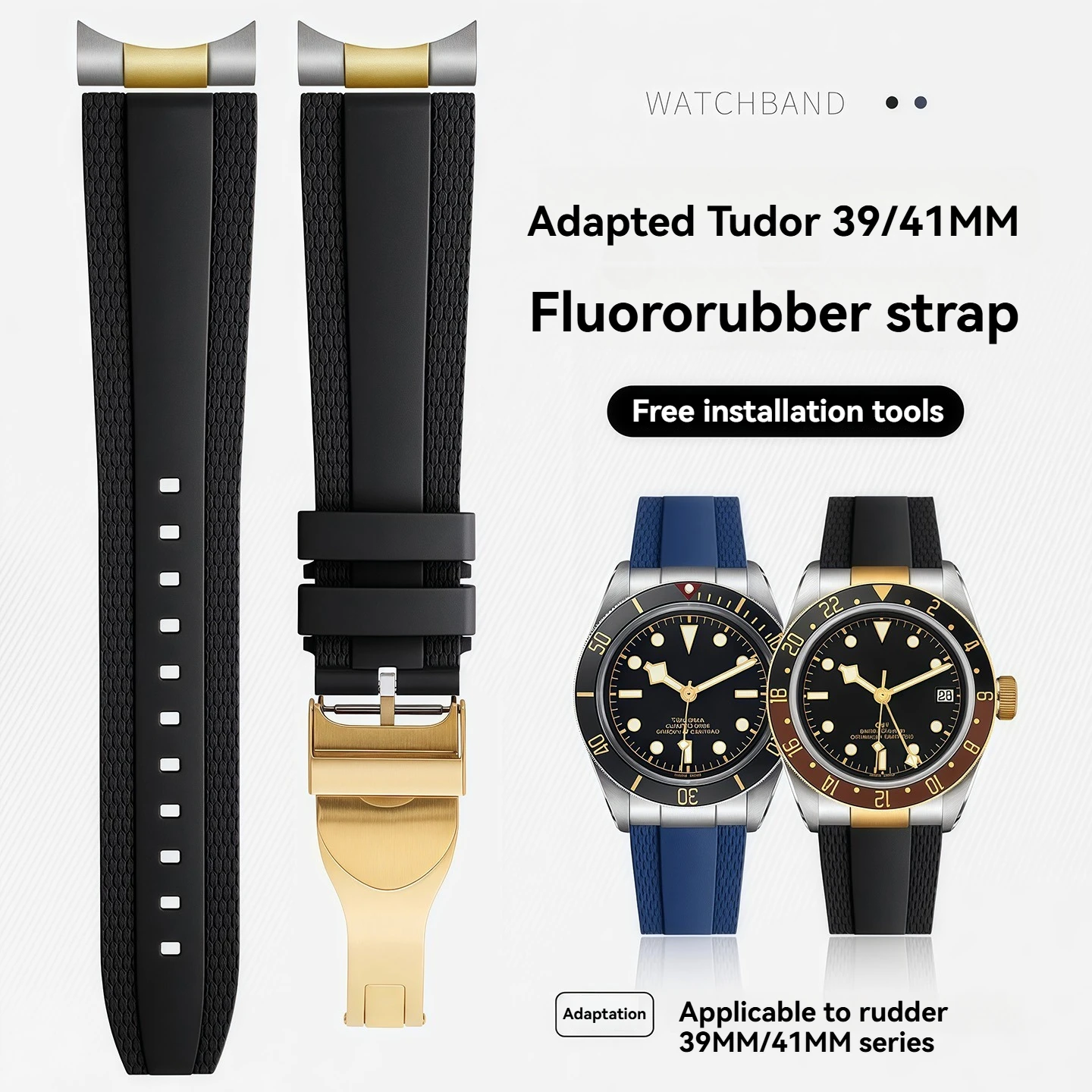 

Металлический ремешок с изогнутым концом viton для Tudor Biwan Black Bay M79230R M79363N серии, высококачественный ремешок для часов 20/22 мм, складная пряжка