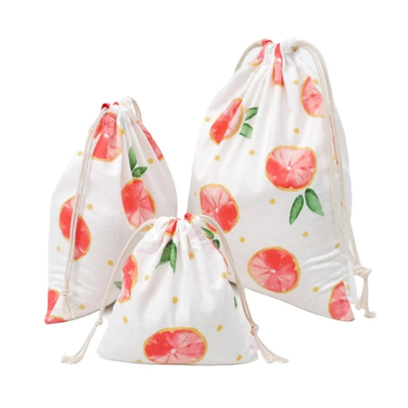 

Сумка на шнурке из хлопка и конопли с принтом банана и арбуза, подарочная упаковка для конфет, сумки на шнурке