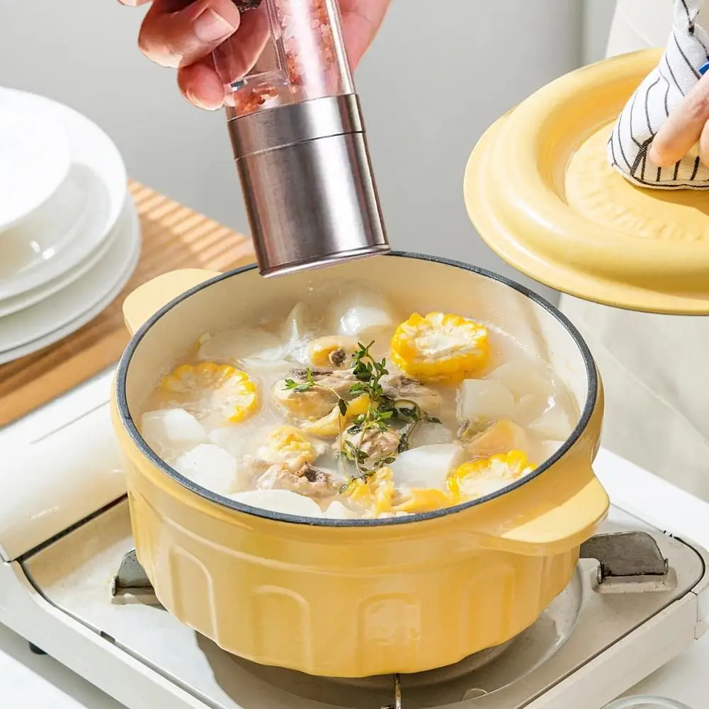 مطحنة الملح والفلفل 2 في 1 يدوية من الفولاذ المقاوم للصدأ مقاومة للاهتراء مطاحن الفلفل الملح طحن مطحنة التوابل أداة المطبخ