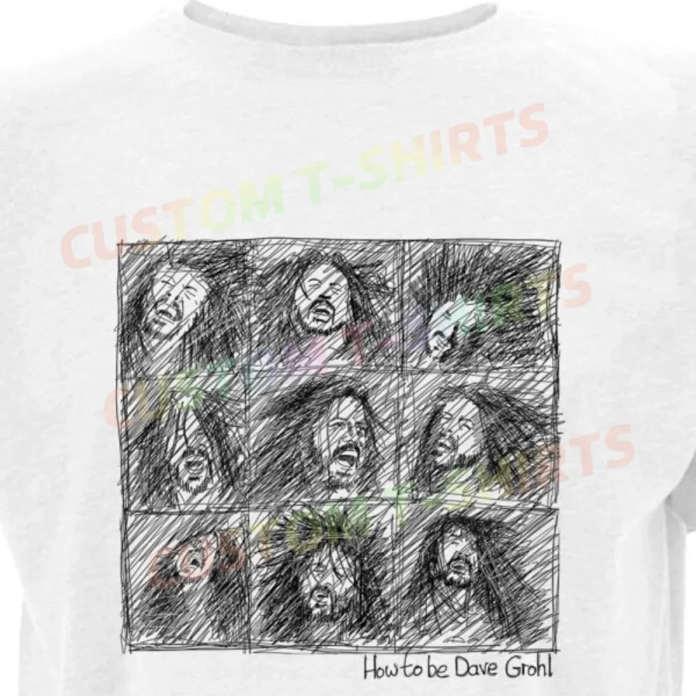 

10 107_How_to_be_Dave_Grohl_–_Foo_Fighters Fans' comic-style hand-drawn pattern T-shirts for both men and women in summer