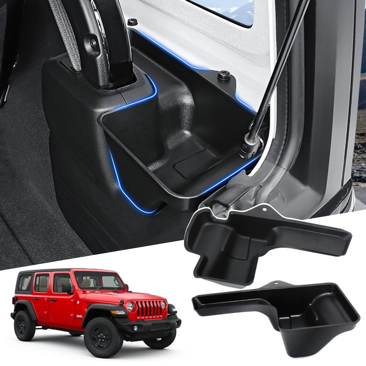 Car Trunk Storage Organizer Rear Cargo Side Storage Tray Box For Jeep Wrangler JL JLU 2/4 Door 2018-2023