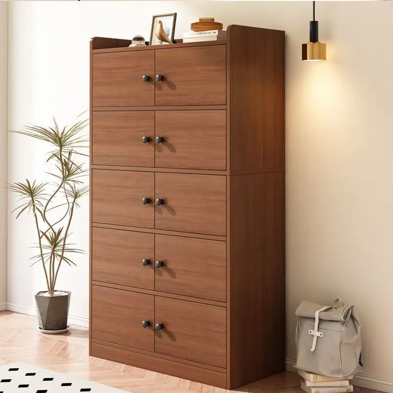 Chinese display cabinet household multi-layer storage cabinet bucket cabinet double door wardrobe bedside table 2025 new storage