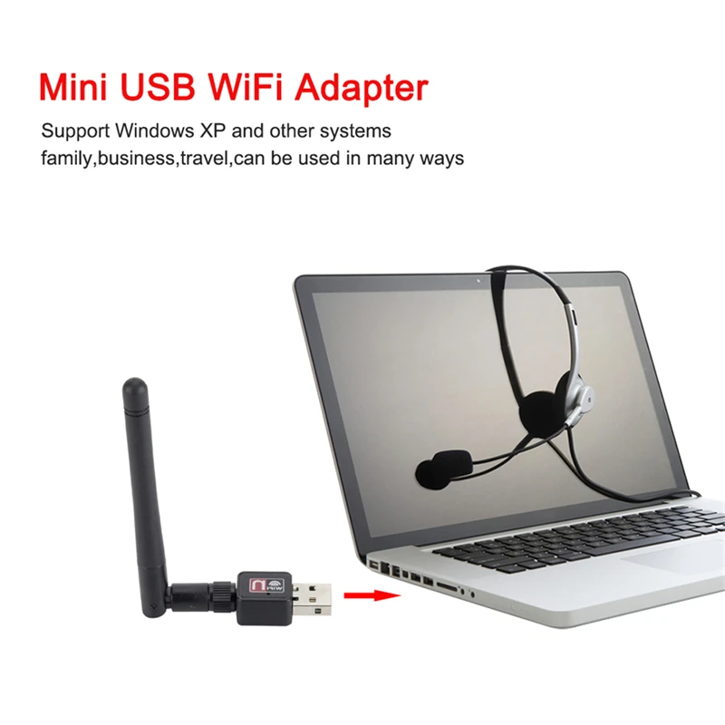 WiFi Network Card Mini USB Adapter Card 150 Mbps 2dBi WiFi adapter PC WiFi Antenna WiFi Dongle 2.4G USB Ethernet WiFi Receiver