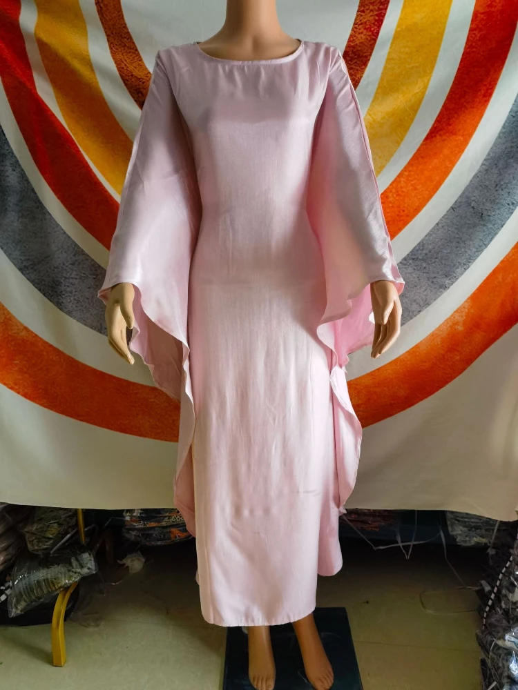 Eid Ramadan Muslim Dress Women Satin Bat Sleeve Silky Maxi Jalabiya Vestidos Largos Dubai Party Evening Dresses Summer 2024