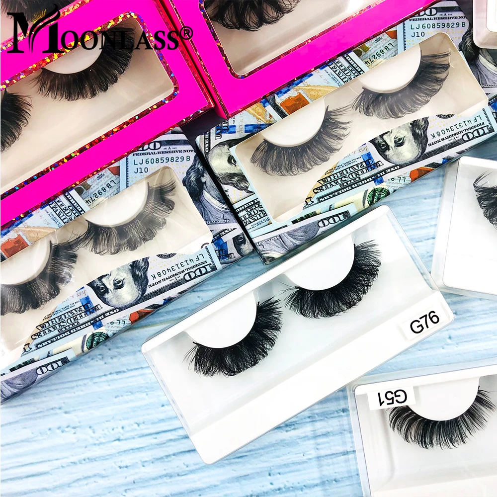 2023 5D C D Curl Russian Strip Fluffy Mink Lashes With Boxes 3D 18-22MM Natural Manga Fake Eyelashes Extension Supplies Makeup