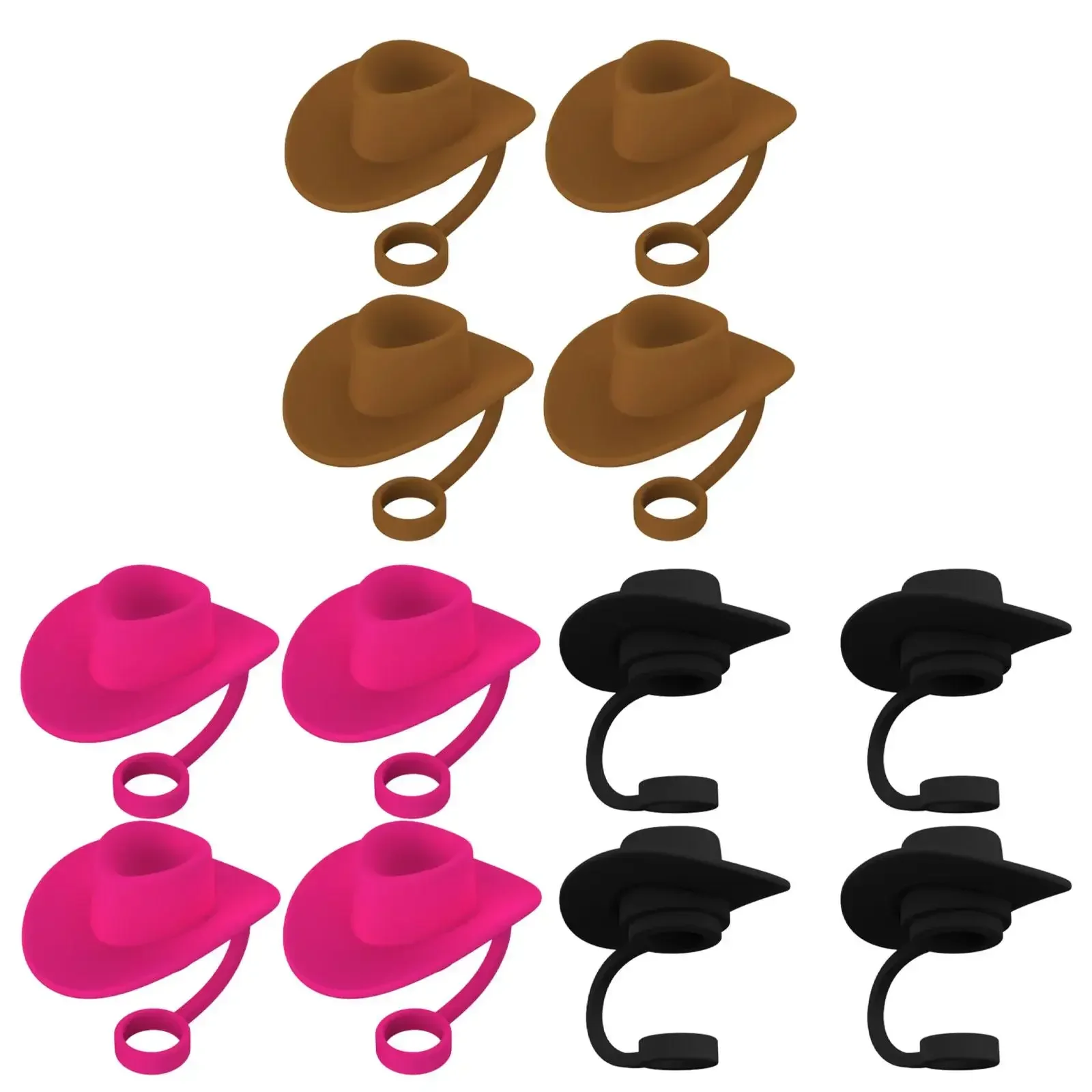 

4-piece set of silicone cowboy hat cute hat shaped straw hat head reusable straw hat head protective hat cup accessories gift