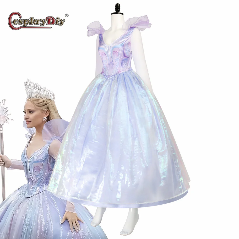 

Movie Wicked Glinda Cosplay Costume Woman's Shining Dress Princess Dress Halloween Cos Show Outfit