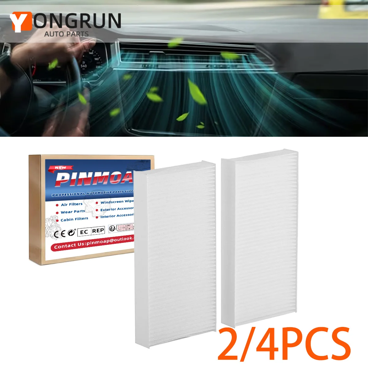 YONGRUN 2/4PCS Automotive Luftfilter Geeignet Für Nissan 27274-9CHOA CCF1813 CF3292 E2920LI B7200-0W010 FPCF3553 Ersatz