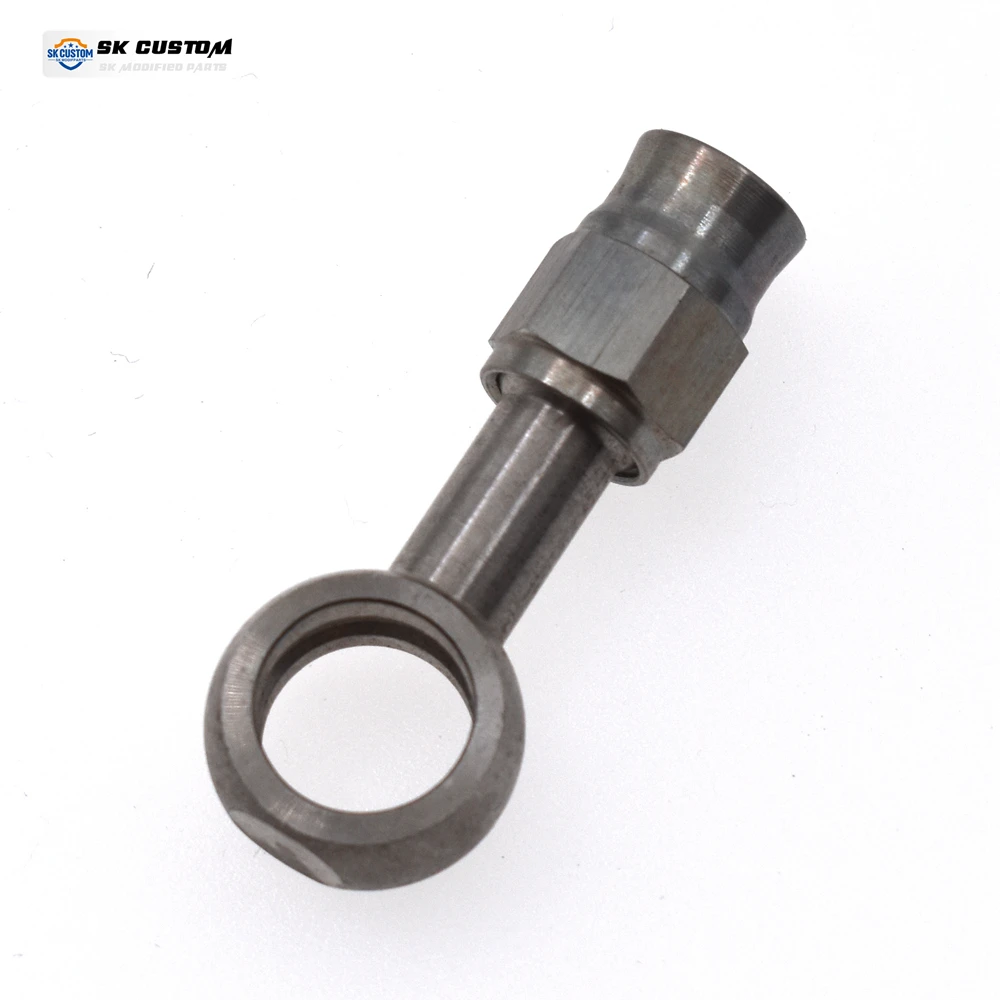 SK CUSTOM AN3 Stainless Steel Car Motorcycle Hydraulic Brake Oil Hose Line Banjo Fitting 11.2mm Straight 20° 90° Brake Hose Ends