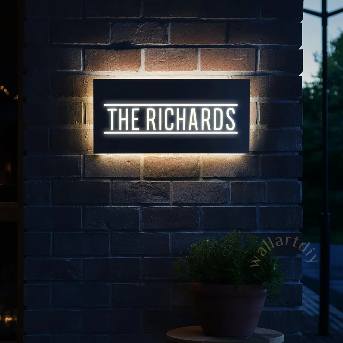 

LED Backlit House Sign Modern illuminated Family Name Sign Personalized Family Name Plate Custom Family House Sign